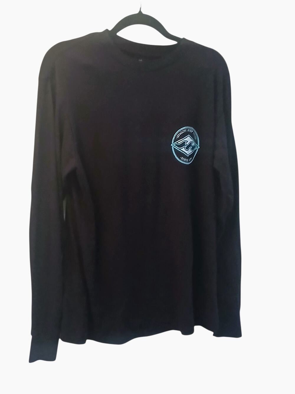 Billabong Premium Beachy Surf Graphic T Shirt Logo Black Teal Peach P/Ch Small